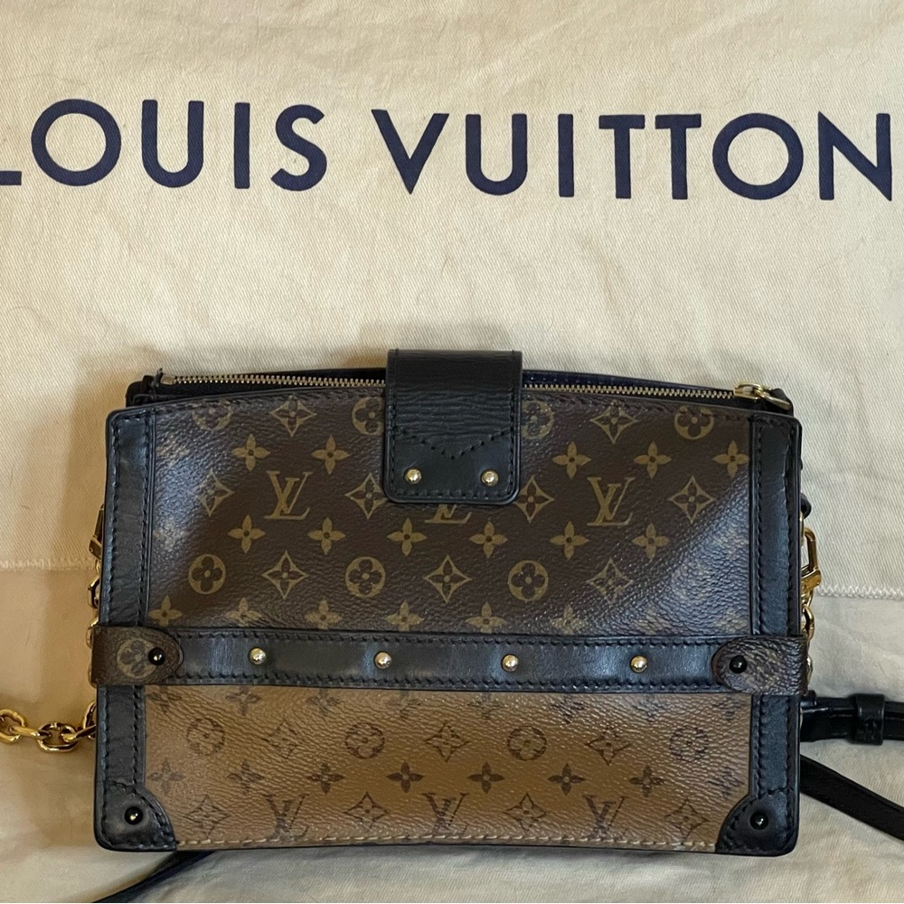 Authentic like new Louis Vuitton reverse monogram trunk crossbody Brown& Black - Picture 4 of 15